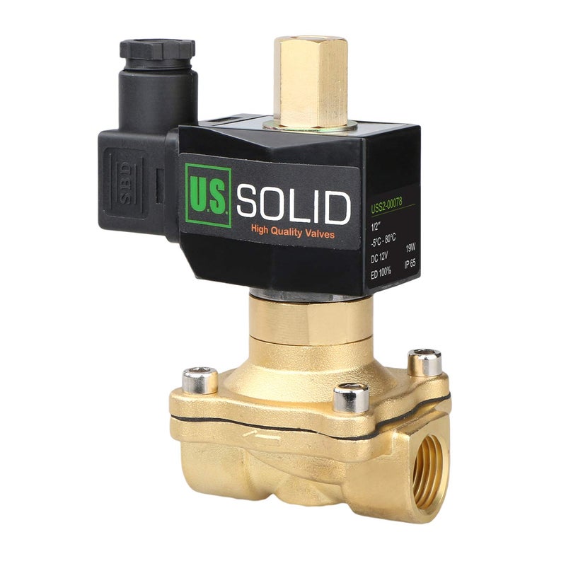 U.S. Solid 1/2" Brass 12V DC Electric Solenoid Valve Normally Open Air Non-potable Water NBR - Image 1
